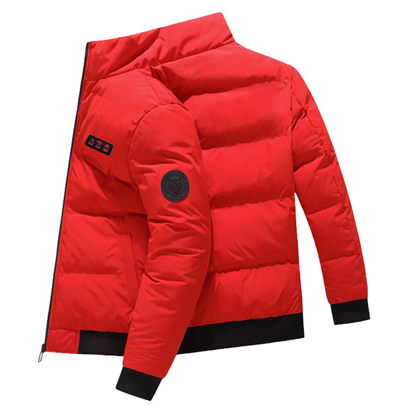 Men's Puffer Heated Jacket with Stand Collar & Zip Up | Winter