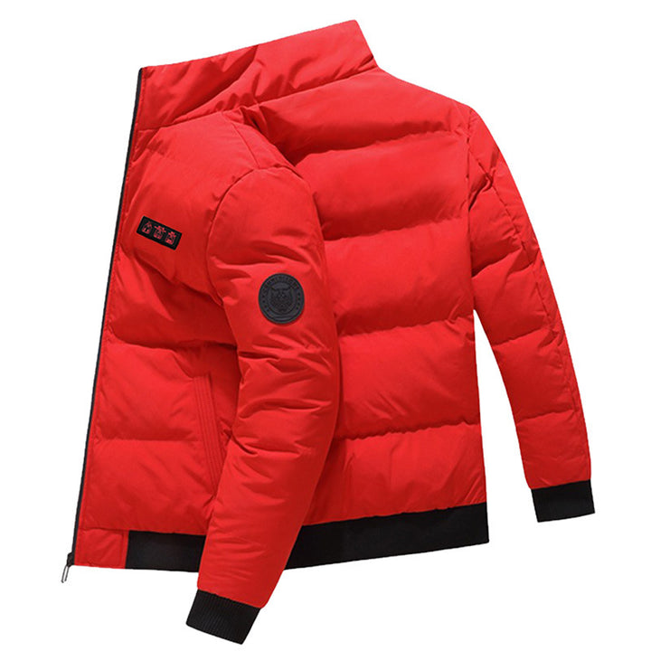 Men's Puffer Heated Jacket with Stand Collar & Zip Up | Winter