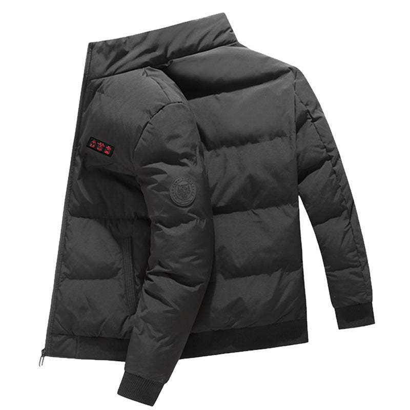 Men's Puffer Heated Jacket with Stand Collar & Zip Up | Winter