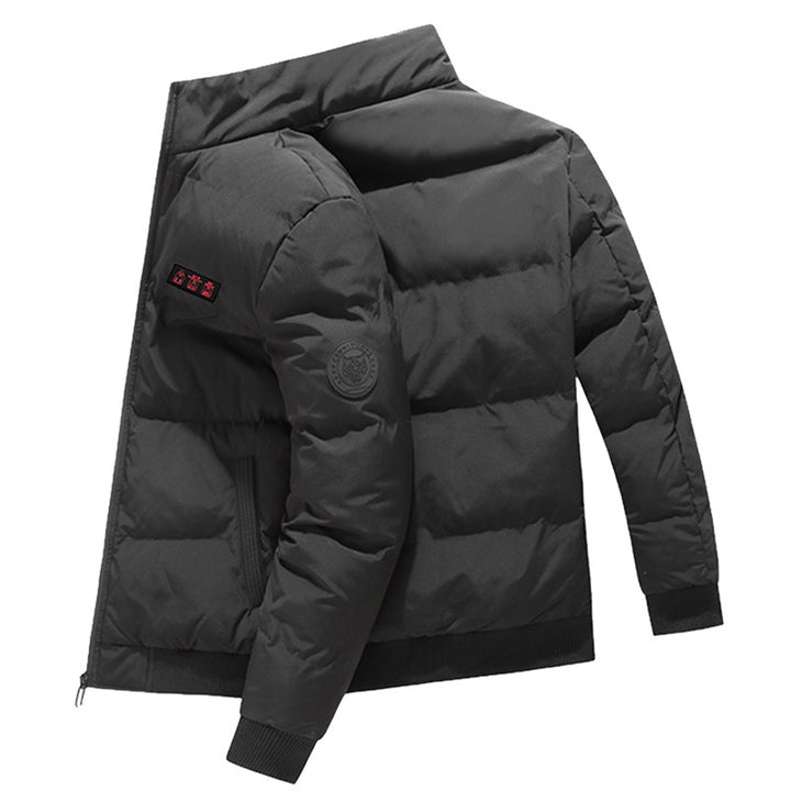 Men's Puffer Heated Jacket with Stand Collar & Zip Up | Winter