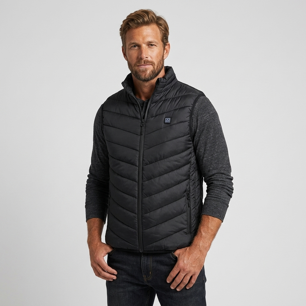 Men's Puffer Heated Vest with Stand Collar & USB Charging | Winter