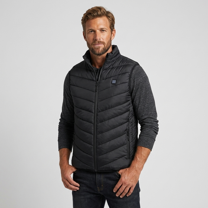 Men's Puffer Heated Vest with Stand Collar & USB Charging | Winter