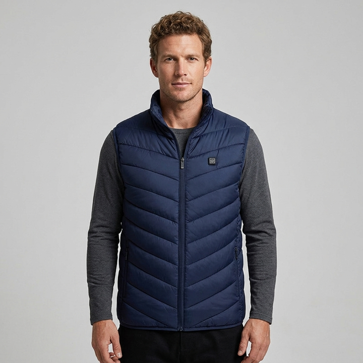 Men's Puffer Heated Vest with Stand Collar & USB Charging | Winter