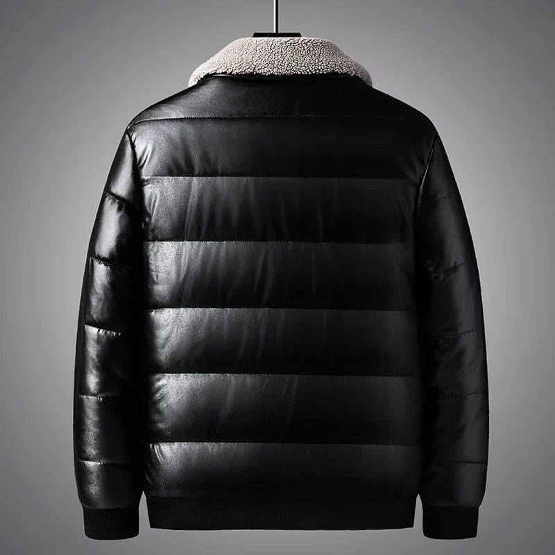 Men's Puffer Jacket with Fluffy Collar & Zip Front | Padded