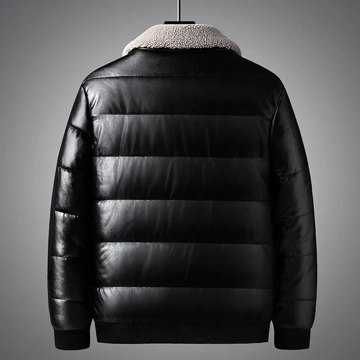 Men's Puffer Jacket with Fluffy Collar & Zip Front | Padded