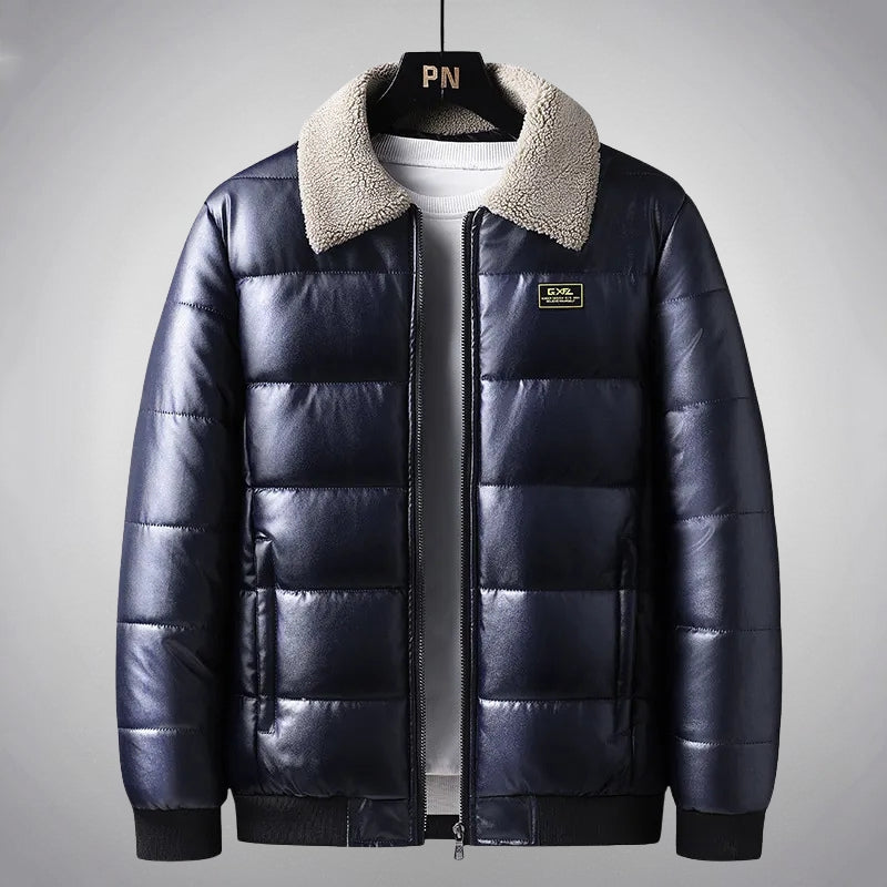 Men's Puffer Jacket with Fluffy Collar & Zip Front | Padded