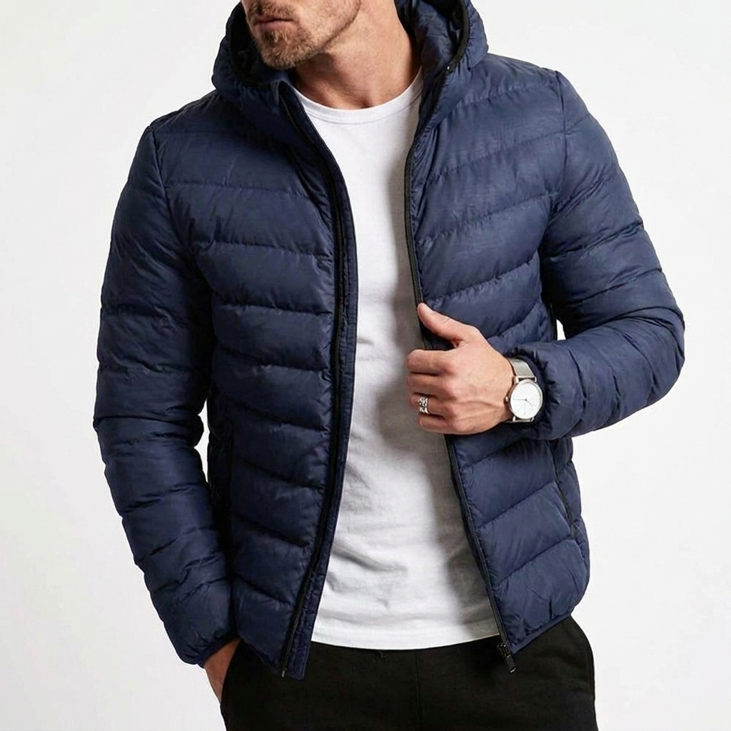 Men's Puffer Jacket Zip | Hooded