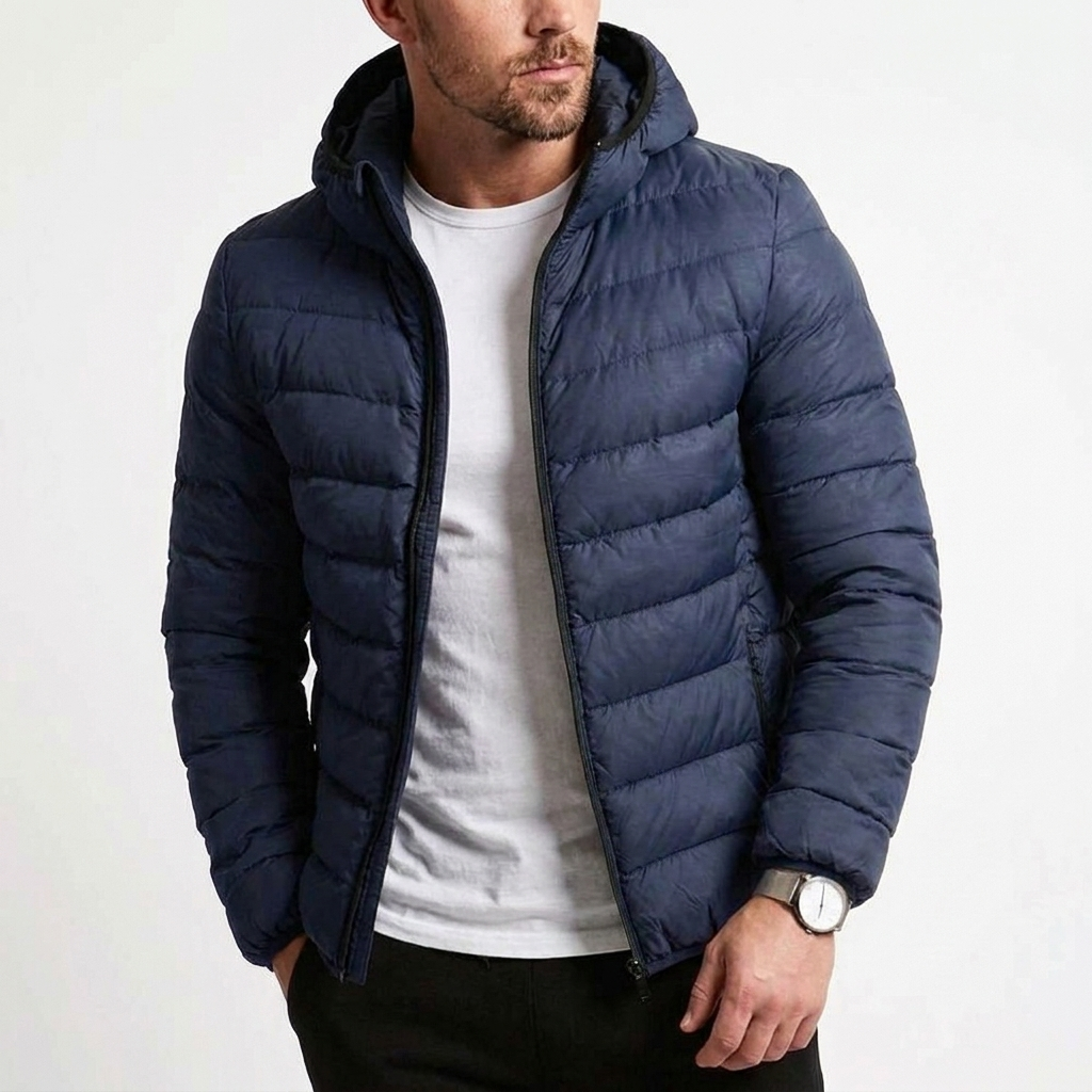 Men's Puffer Jacket Zip | Hooded