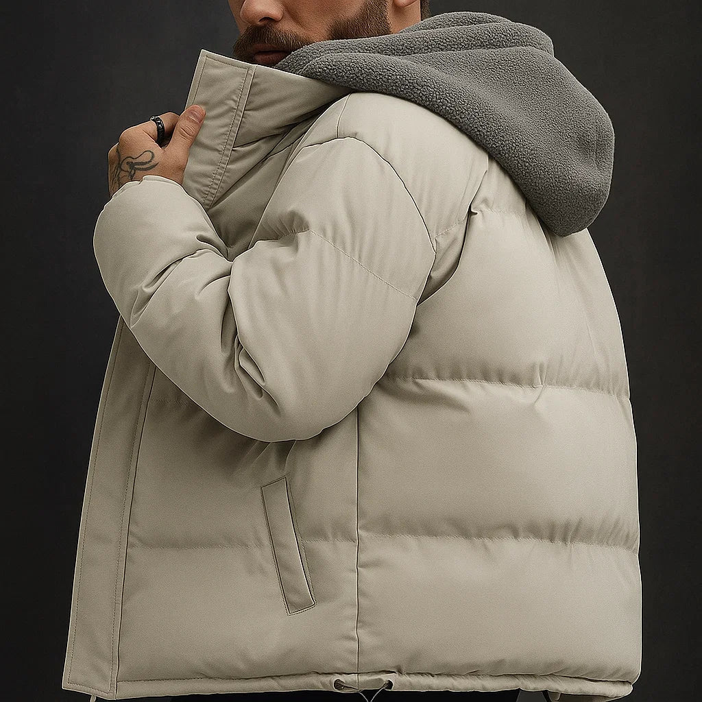 Men's Puffer Winter Jacket with Hood | Zip Up