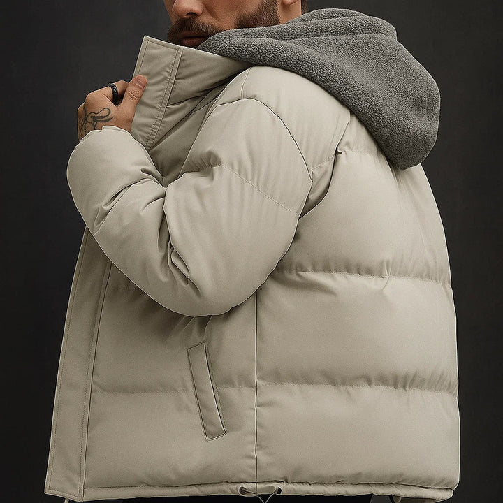 Men's Puffer Winter Jacket with Hood | Zip Up