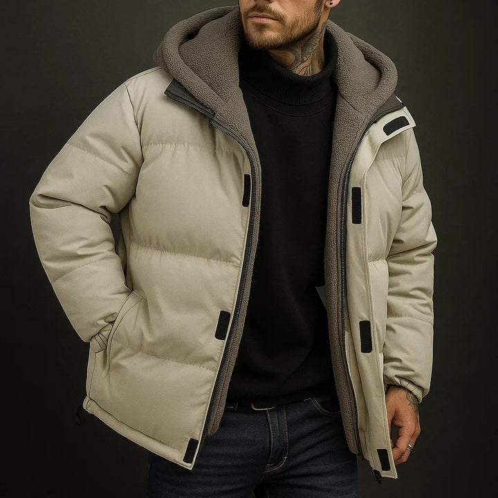 Men's Puffer Winter Jacket with Hood | Zip Up