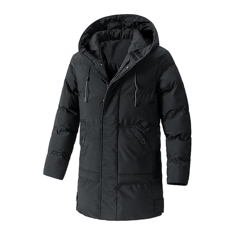 Men's Quilted Coat Long Hooded Puffer Multi Pocket | Winter