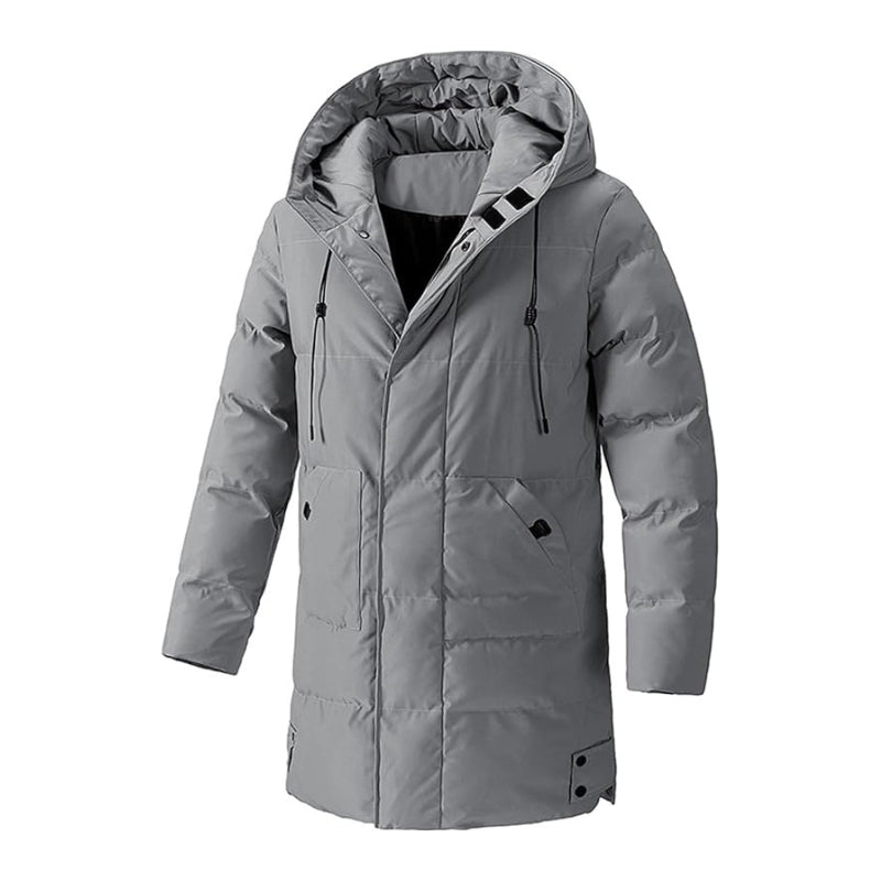 Men's Quilted Coat Long Hooded Puffer Multi Pocket | Winter
