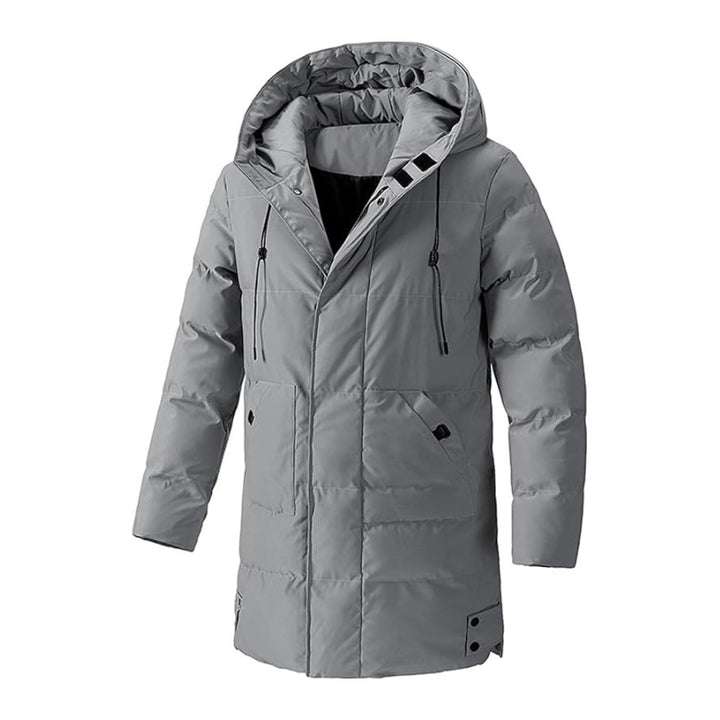 Men's Quilted Coat Long Hooded Puffer Multi Pocket | Winter