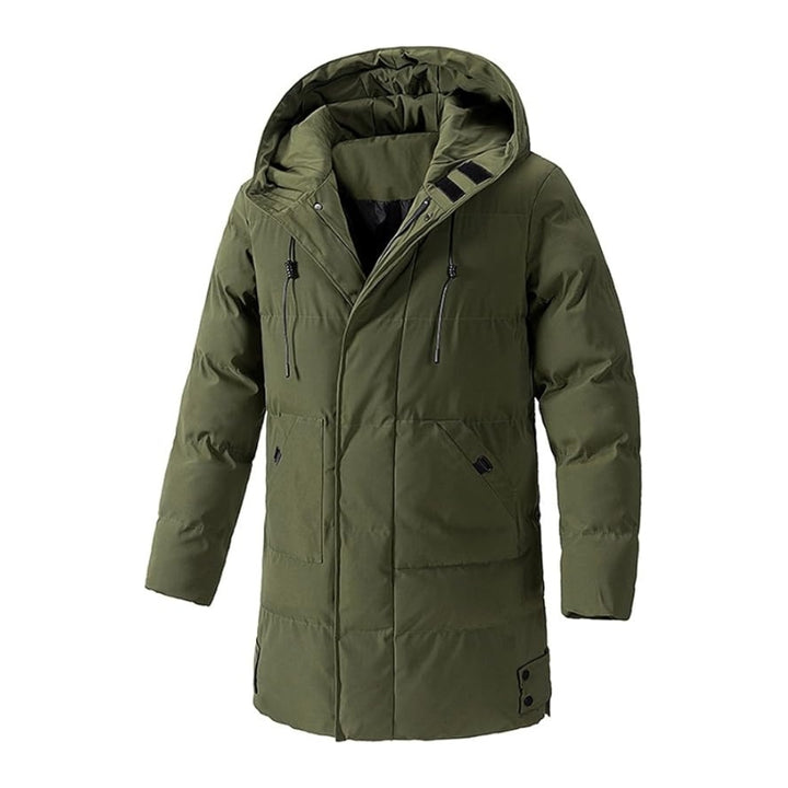 Men's Quilted Coat Long Hooded Puffer Multi Pocket | Winter