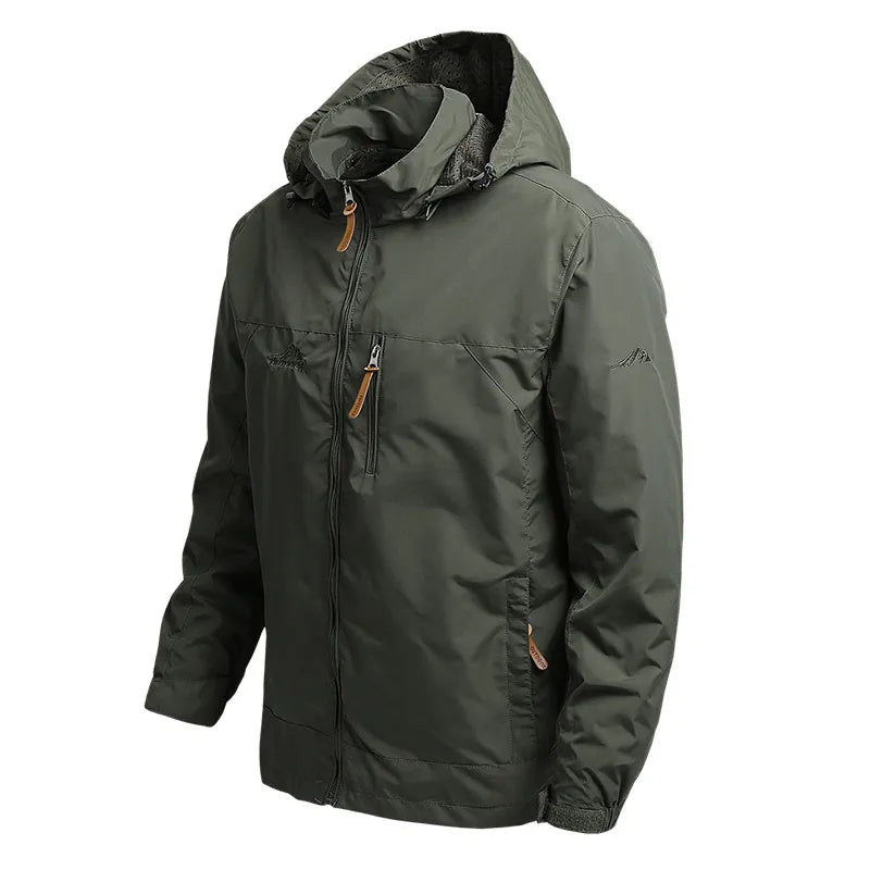 Men's Rain Jacket with Hood & Zip Chest Pocket | Outdoor