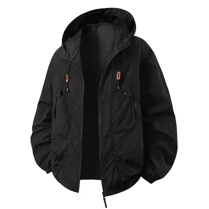 Men's Rain Jacket with Hood & Zip Pockets | Casual