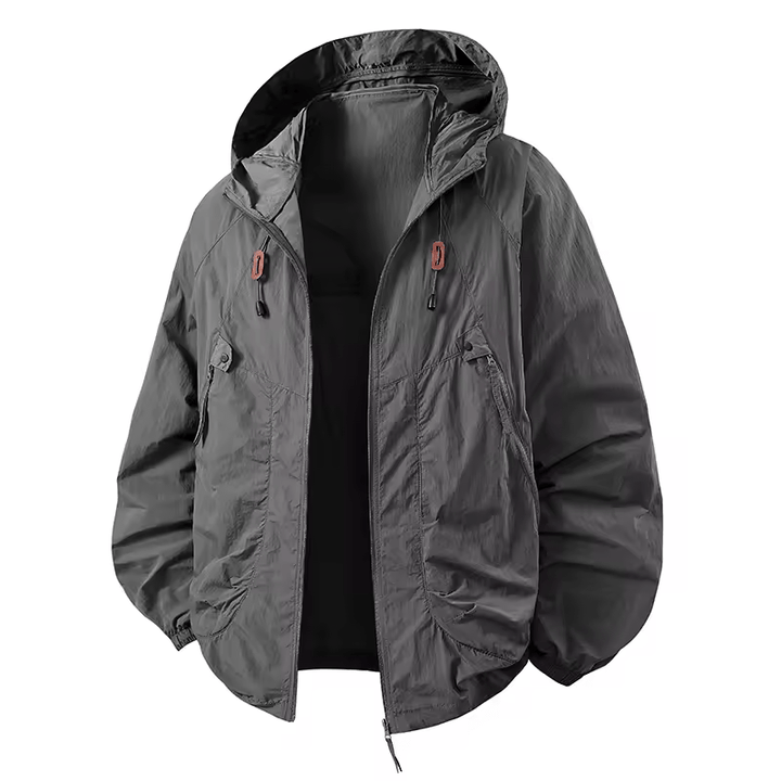 Men's Rain Jacket with Hood & Zip Pockets | Casual