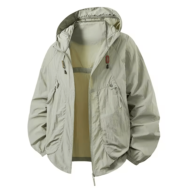 Men's Rain Jacket with Hood & Zip Pockets | Casual