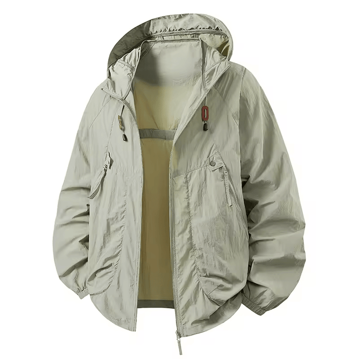 Men's Rain Jacket with Hood & Zip Pockets | Casual