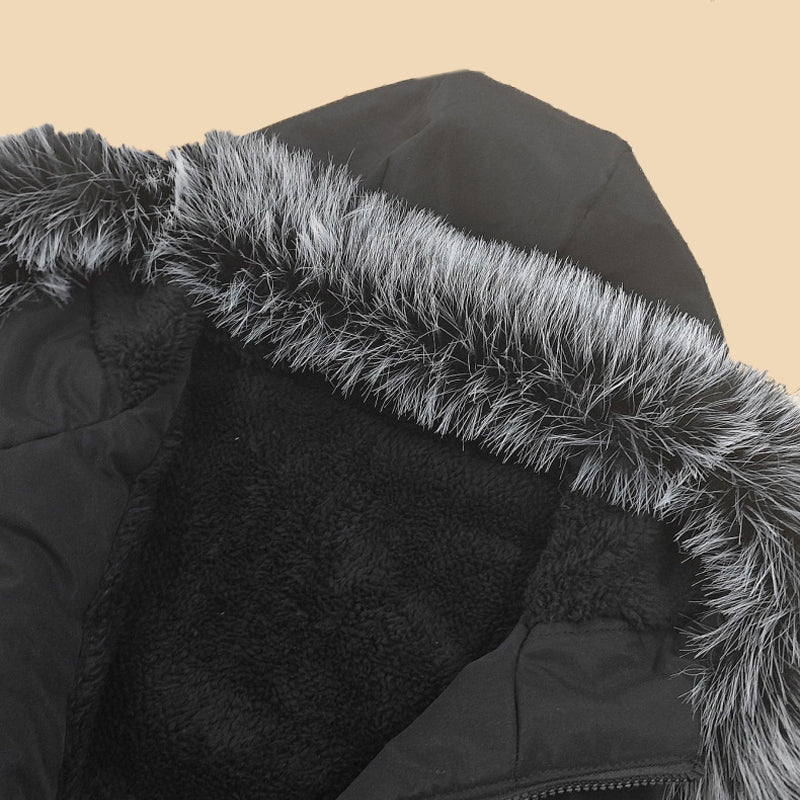 Men's Snow Jacket with Hood & Zip Pockets | Long Parka