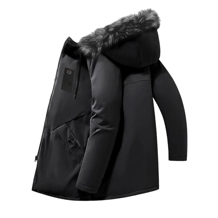 Men's Snow Jacket with Hood & Zip Pockets | Long Parka