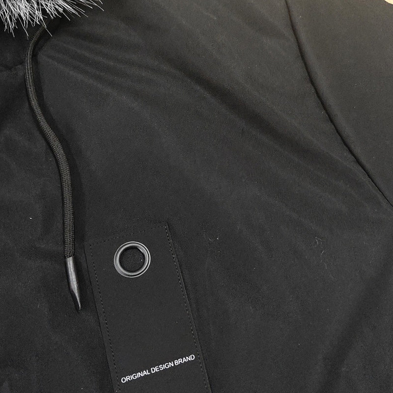Men's Snow Jacket with Hood & Zip Pockets | Long Parka