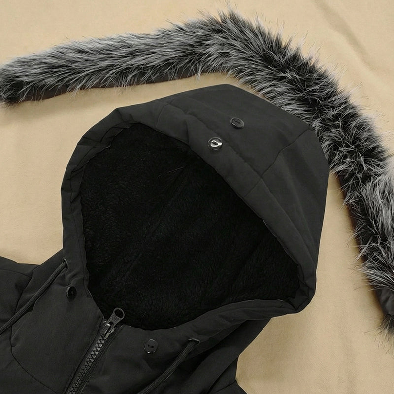 Men's Snow Jacket with Hood & Zip Pockets | Long Parka