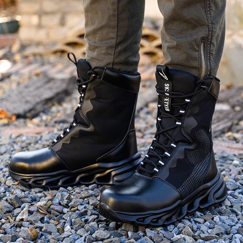Men's Steel-Cap Boots Lace-Up & Reflective Trim | High-Top