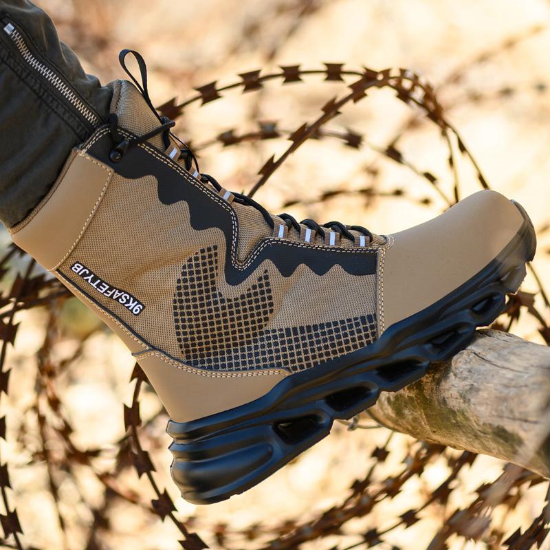 Men's Steel-Cap Boots Lace-Up & Reflective Trim | High-Top