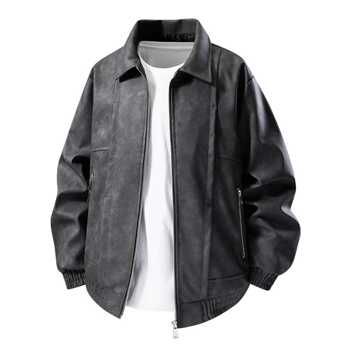 Men's Suede Jacket Oversized Zip Up Elastic Cuff | Bomber