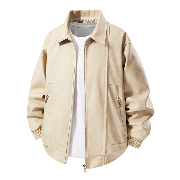 Men's Suede Jacket Oversized Zip Up Elastic Cuff | Bomber