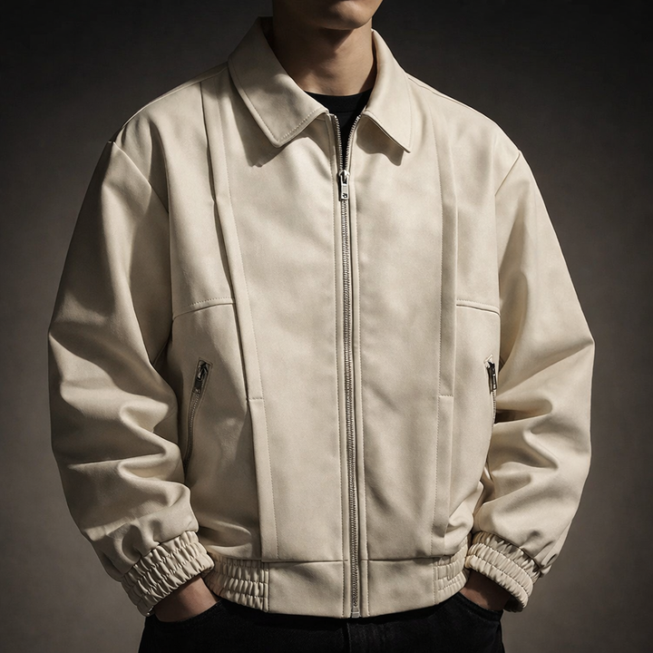 Men's Suede Jacket Oversized Zip Up Elastic Cuff | Bomber