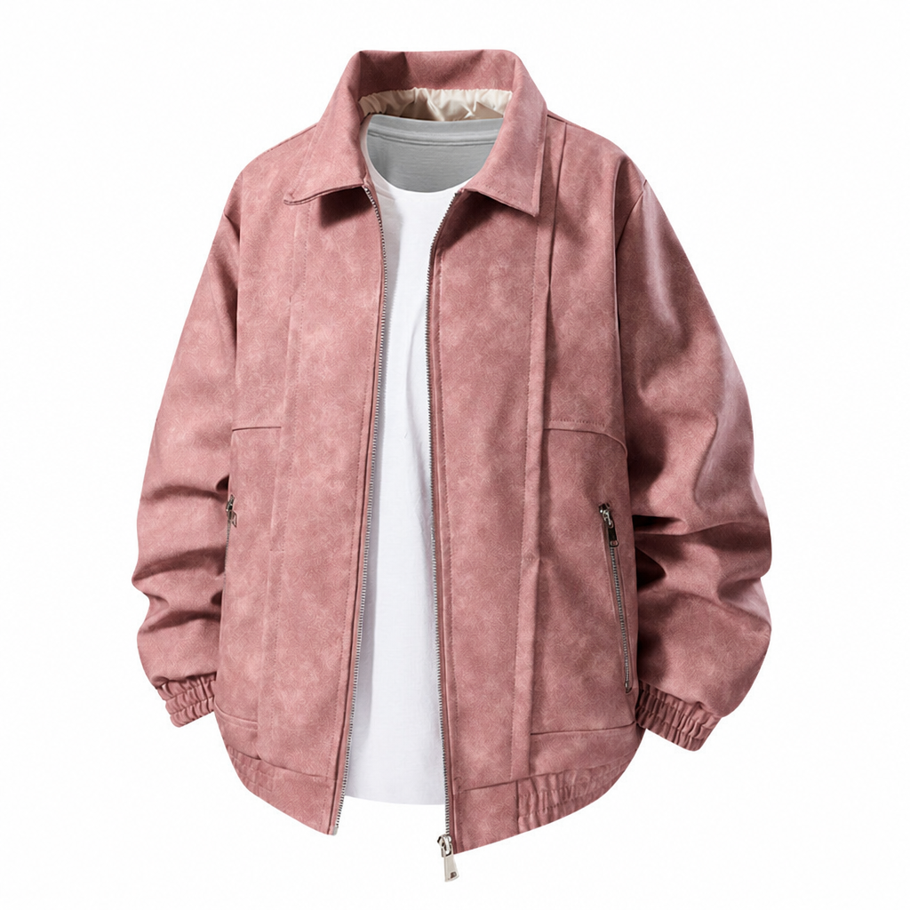Men's Suede Jacket Oversized Zip Up Elastic Cuff | Bomber