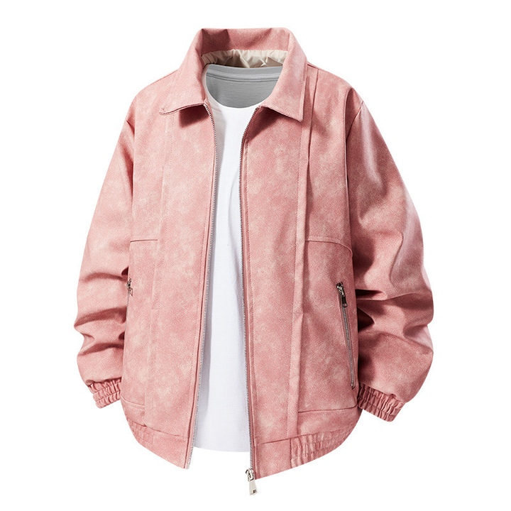 Men's Suede Jacket Oversized Zip Up Elastic Cuff | Bomber
