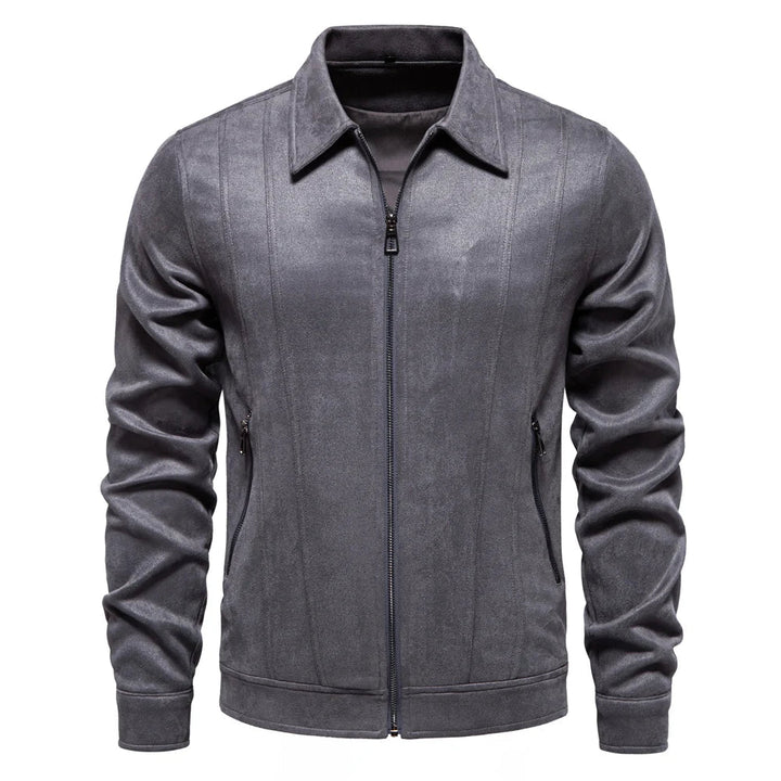 Men's Suede Jacket with Full Zip | Collared