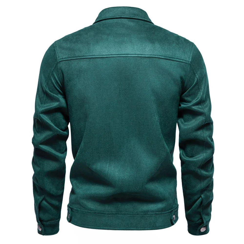 Men's Suede Jacket with Full Zip | Collared