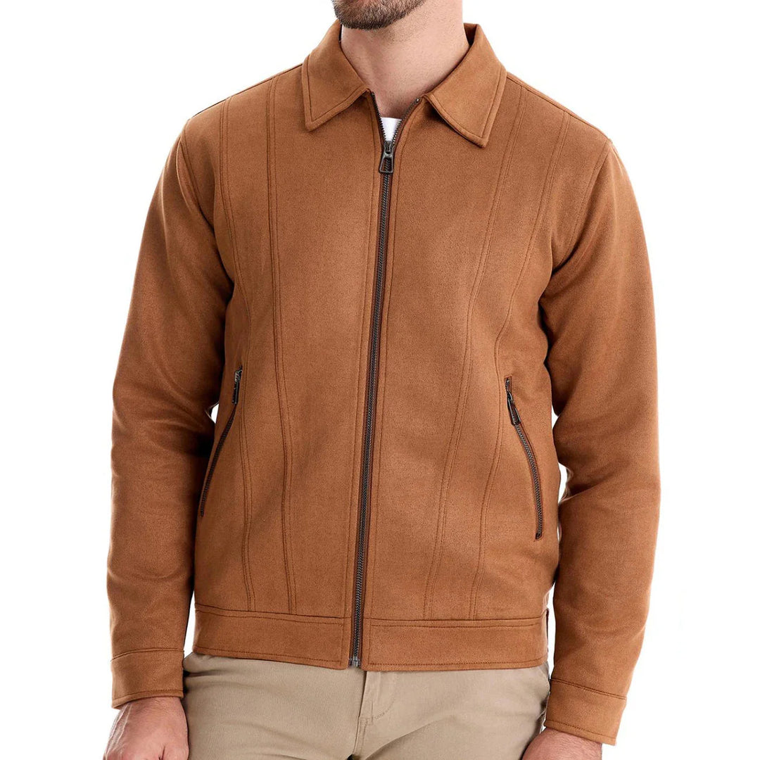 Men's Suede Jacket with Full Zip | Collared