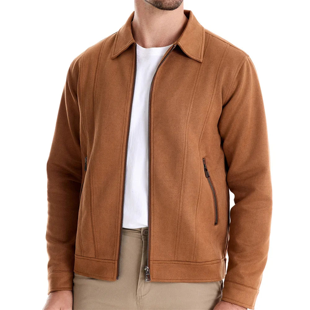 Men's Suede Jacket with Full Zip | Collared