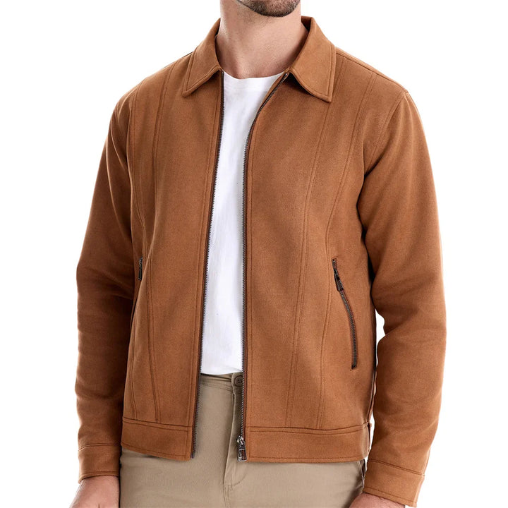 Men's Suede Jacket with Full Zip | Collared