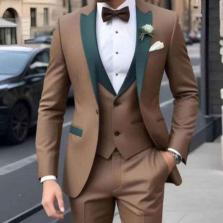 Men's Suit with Contrast Lapel | 3 Piece Set