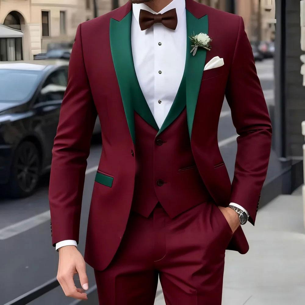 Men's Suit with Contrast Lapel | 3 Piece Set