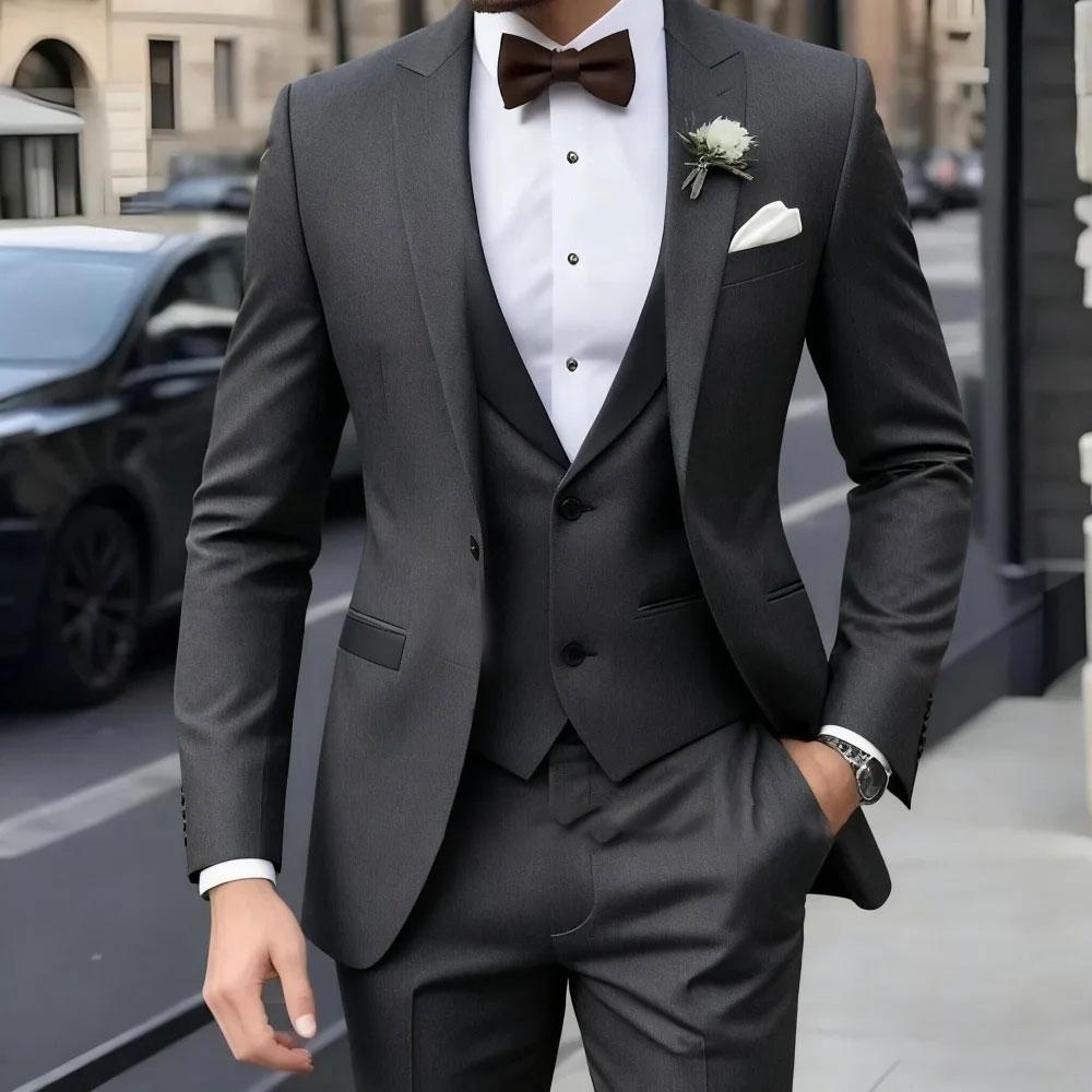 Men's Suit with Contrast Lapel | 3 Piece Set