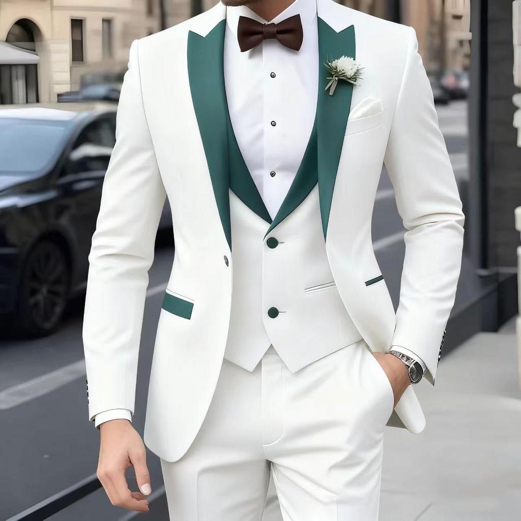 Men's Suit with Contrast Lapel | 3 Piece Set