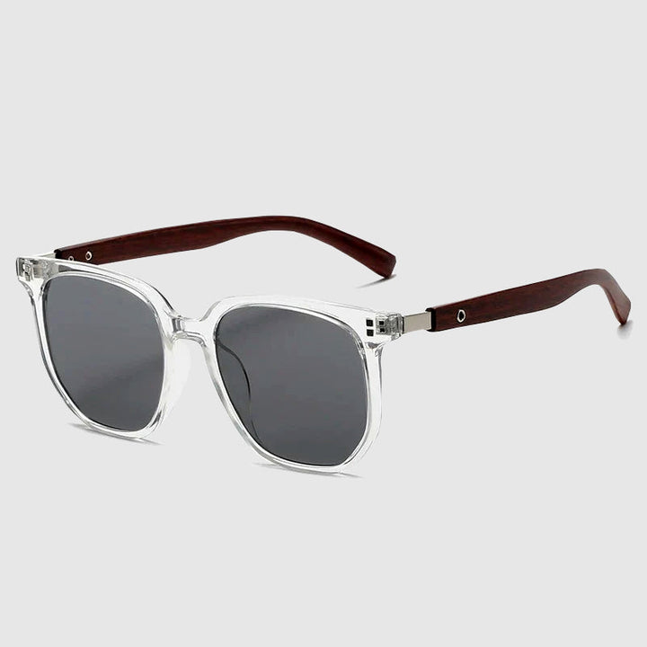 Men's Sunglasses Square with Wood-Look Arm | Retro