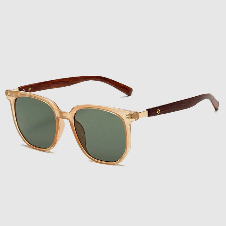 Men's Sunglasses Square with Wood-Look Arm | Retro