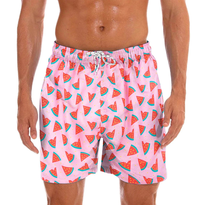Men’s Swim Shorts with All Over Print & Drawstring Waist | Summer