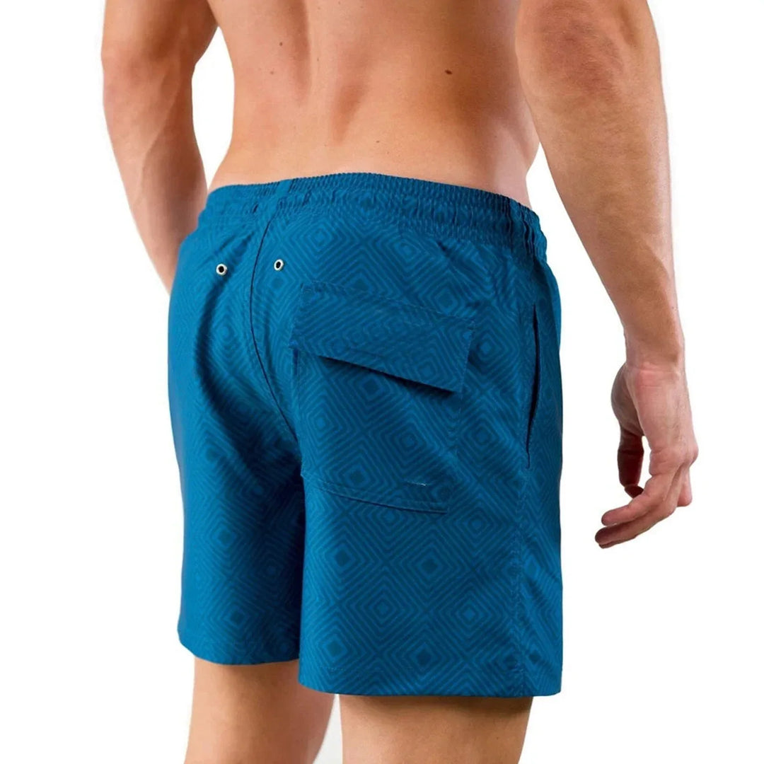 Men’s Swim Shorts with Built-In Liner | Geometric Print