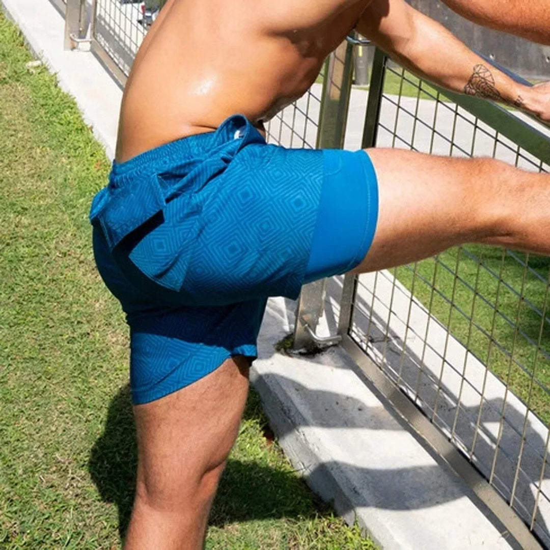 Men’s Swim Shorts with Built-In Liner | Geometric Print