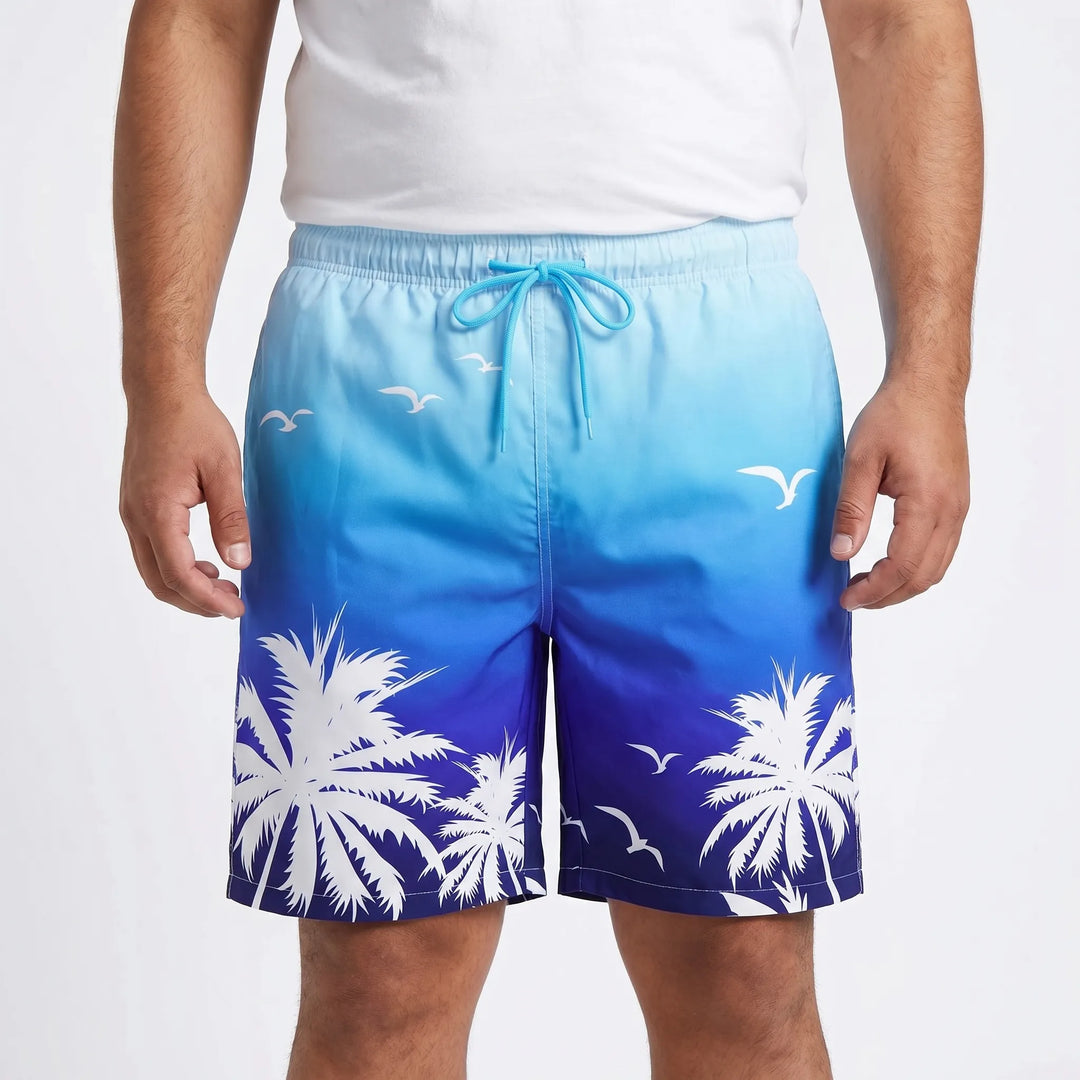 Men’s Swim Shorts with Drawstring Waist | Palm Tree Print